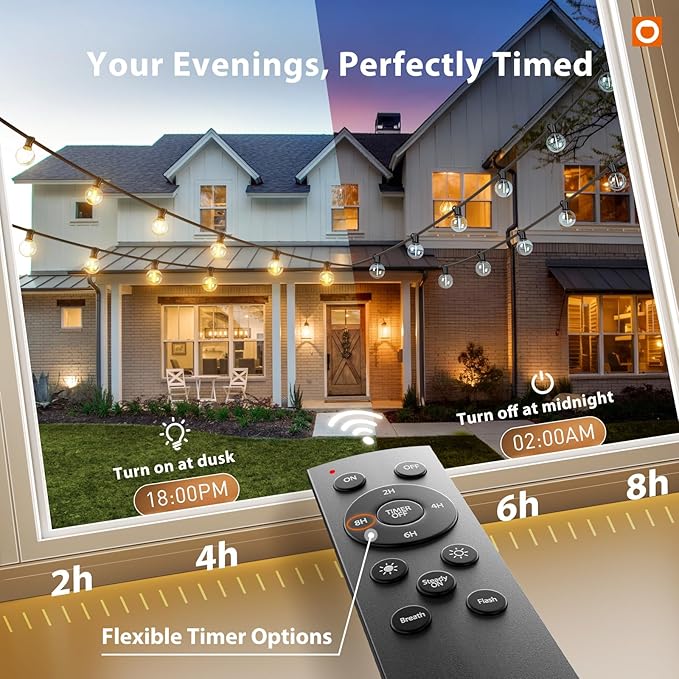 addlon Outdoor String Lights 200FT G40 with Remote, 108 LED Shatterproof Bulbs, Dimmable Patio Globe Lights Waterproof, Hanging Outside Lighting for Backyard, Garden, Deck, Balcony, Porch, Café, Decor