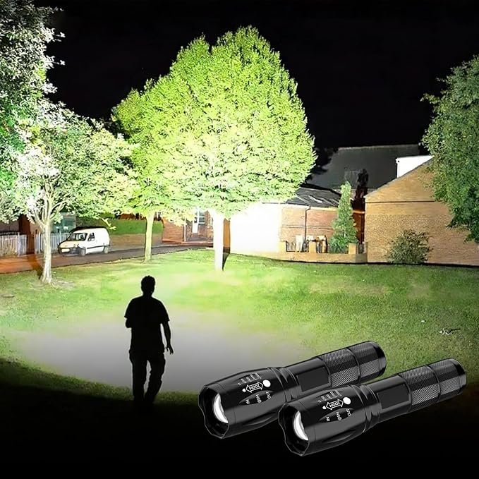 BESTSUN LED Flashlight 2 Pack, High Lumens Small Tactical Flashlights with 5 Modes, Waterproof Zoomable Mini Flash Light for Camping Hiking Emergency Home