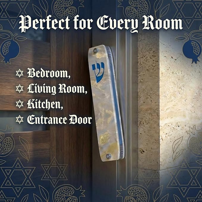 Genesis Mezuzah for Door – Modern Acrylic Mezuzah Case Without Kosher Scroll – Handmade in Canada Judaica Gift, Weatherproof, Jewish Artisan Design, Clear Case (Map, Black Marble)
