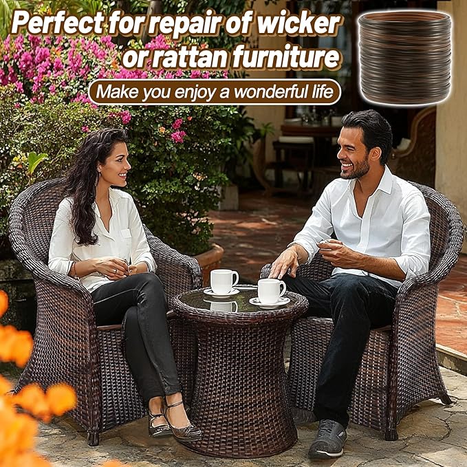 Biggun 459ft Wicker Repair Kit - Rattan Patio Chair Sofas Repair Supplies for Outdoor Lawn Furniture, Premium New Materials Basket Weaving Webbing Replacement Parts