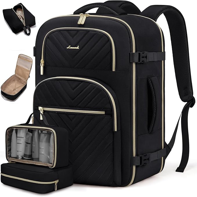 LOVEVOOK Travel Backpack Carry on Flight Approved 40L,Waterproof TSA Travel Essentials Personal Item Backpack for Women Men,Large Carry on Luggage Suitcase Travel Bag for Airplane with 3 Packing Cubes