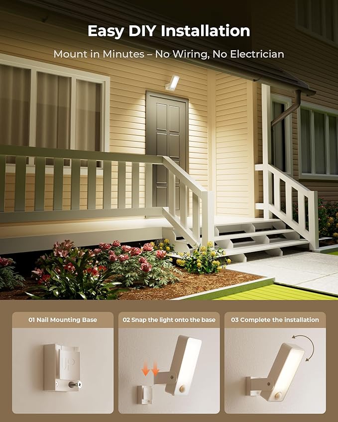 Motion Sensor Outdoor Light, 10000mAh Rechargeable Battery Operated Outdoor Lights with Remote, 3 Modes, Dimmable & 3CCT, Waterproof IP65 Outdoor Security Lights for Shady Areas, Porch, Patio, Garage