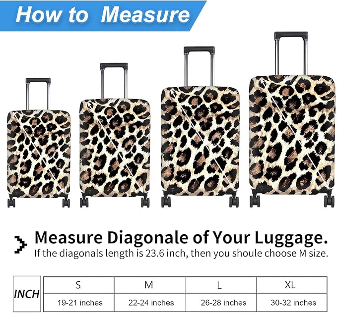Luggage Cover Protector for 22-24 Inch Suitcases, TSA Approved Elastic Travel Suitcase Covers, Anti-Scratch Washable Luggage Sleeve for Carry On & Checked Bags, Leopard Print 02