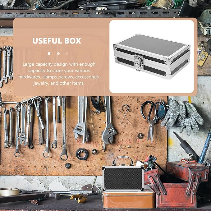 ERINGOGO Multi-Functional Aluminum Alloy Toolbox 4.3In Portable Small Tool Storage Case with Lock Lightweight Durable Organizer for Electronics Instruments Travel