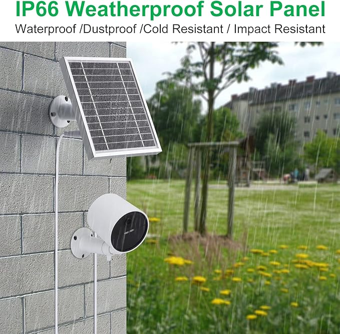 UYODM Solar Panel Compatible with SimpliSafe Outdoor Security Camera,Power Your SimpliSafe Outdoor Camera continuously, AL Alloy Frame Durable and Sturdy - Silver