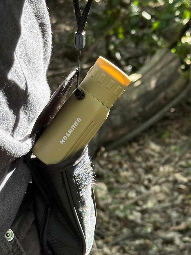 Brunton LITE TECH 8x22 Monocular, Coyote Tan, BaK-4 Prism Glass, Multi-Coated Rubber Armor, Compact Design with Wrist Lanyard