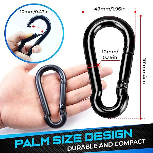 PAMAZY 2Pcs 4In Spring Snap Hooks 700LBS Capacity, Carabiner Clip, Heavy Duty Rope Connector, Quick Link Carabiners Spring Snap Hooks for Indoor & Outdoor Activity, Camping, Climbing, Fishing, Hiking