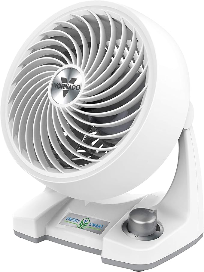 Vornado 133DC Energy Smart Compact Air Circulator with Variable Speed Control, DC Motor, Adjustable Tilt, Quiet Operation for Bedroom, Office, and Home Use, White