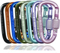 YUCHIYA 8 Pack D-Shape Carabiner Clasp with Screw Gate, 2.2 Inch Mini Keychain Clip Key Chain Buckle, Aluminum Alloy Keyrings Hook for Outdoor Hiking not for Climbing (D with screw, multicolor)