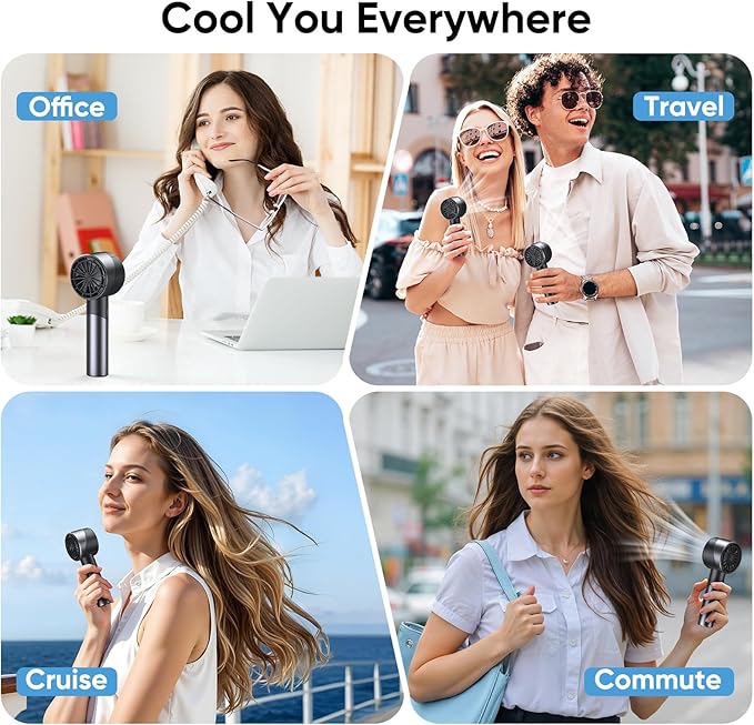 AMACOOL Portable Handheld Turbo Fan, Mothers Day Gifts for Mom Her Women Girl, Cool Metal Body, Rechargeable Battery Personal Fan, Mini Pocket Fans for Men Camping Outdoor Makeup Travel Essentials