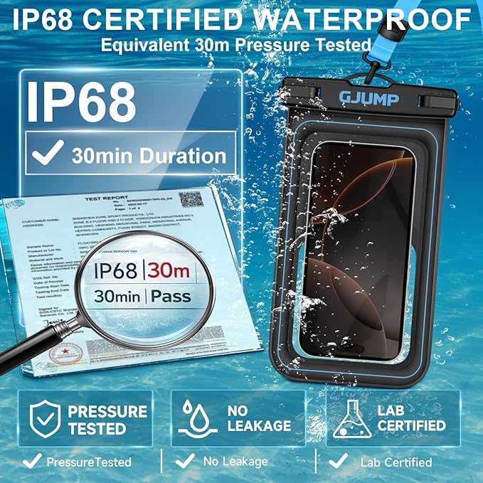Waterproof Phone Pouch Floating 2 Pack, IP68 Dry Bag Compatible with iPhone 17 16 15 14 Pro Max, Underwater Phone Case for Snorkeling Beach Swimming Cruise Travel Essentials