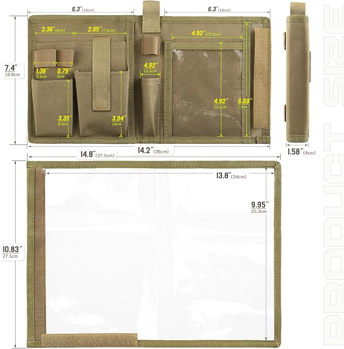 LIVANS Tactical Pouch Military Map Case Holder Army Foldable Map Storage Pouch Multifunctional for Outdoors or Hiking - 13"x10" Clear Viewing Area,1000D Oxford + Waterproof TPU
