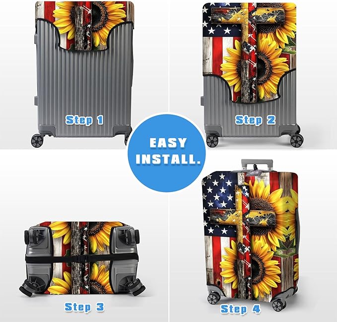 Luggage Cover Protector for 30-32 Inch Suitcases, TSA Approved Elastic Travel Suitcase Covers, Anti-Scratch Washable Luggage Sleeve for Carry On & Checked Bags, Cross American