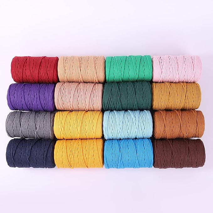 Grayish Blue Macrame Cord 4mm x 109Yards,Colored Cotton Rope Craft Cord Colorful Cotton Cord Twine for Wall Hanging Plant Hangers Crafts Knitting Decorative Projects