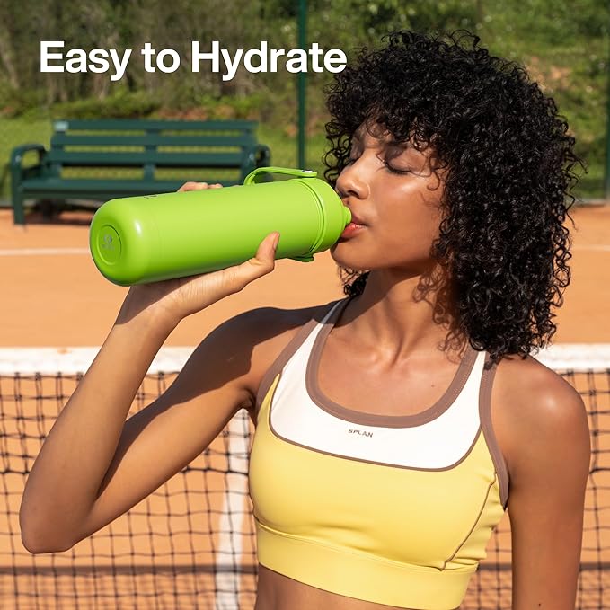 ENCOOL Insulated Water Bottle with Straw Stainless Steel Water Bottle, Leak-Proof, BPA-Free, Double Wall Vacuum Keeps Cold for 24 Hours for Sports, Travel, School (18 oz, Sharp Green)