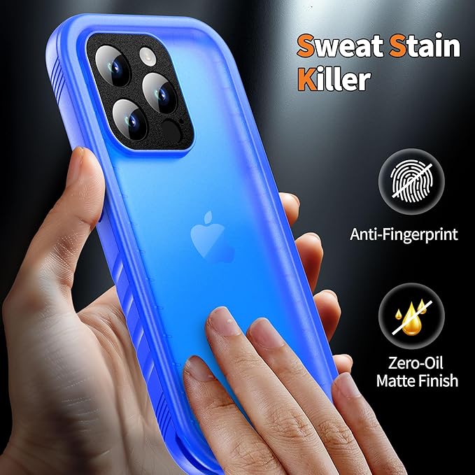 Cozycase for iPhone 15 Pro Max Waterproof Shockproof Dustproof Case - Heavy Duty/360 Full Body/Military Grade/Protective/Rugged 【8FT Drop Proof】 Built in Screen/Camera Protector with Lanyard Blue