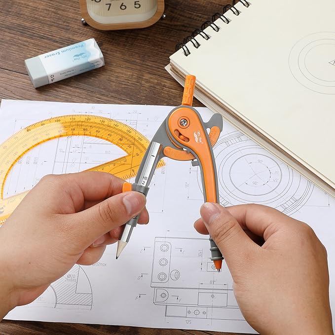 Mr. Pen- Geometry Compass and Protractor Set, 6 Inch Compass, 6 Inch Protractor, Drawing Tool for School, Clear Plastic, Easy Grip, Precision Design for Math, Art, Drafting, Architecture