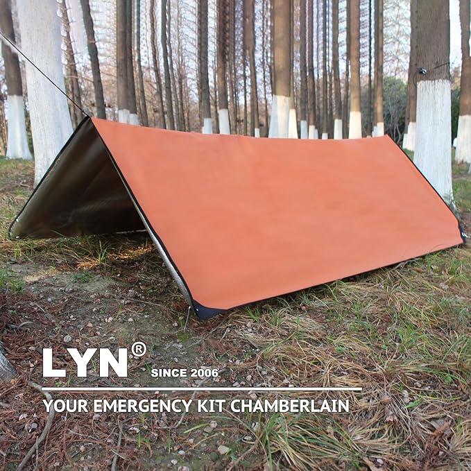 LYN Heavy Duty Emergency Blanket Survival Gear Waterproof Insulated Blanket Emergency Tarp for Camping, Hiking, Bushcraft