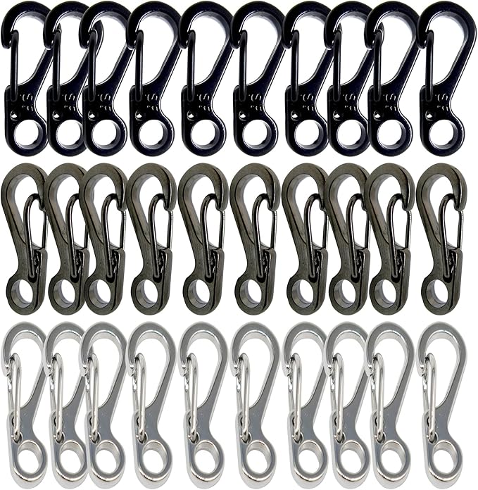 Mini Carabiner Clips with Metal Spring Wiregate Hook and Little Eye Hole for Keychain Backpack Clasps