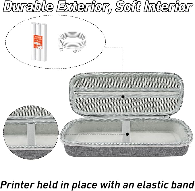 Klawdsky Hard Portable Printer Case Compatible with Aixiqee Wireless Printer A80/Gutherren A81/Minzhi Portable Thermal Printer A80,Shockproof Scratch Resistant(Case Only) (Large)