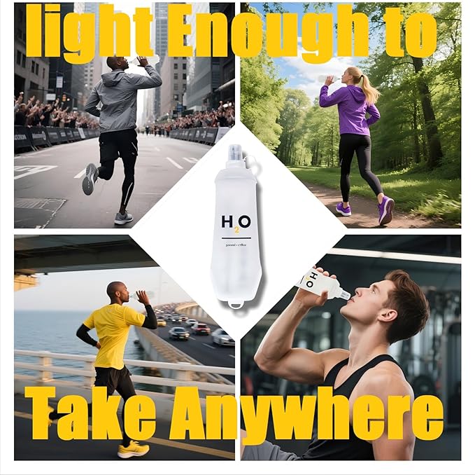 Collapsible TPU Soft Flask 500ml Leakproof Hydration Bottle with High-Flow Bite Valve for Running, Hiking, Cycling & Climbing, Lightweight Foldable Water Bottle (2 pcs 500ml)