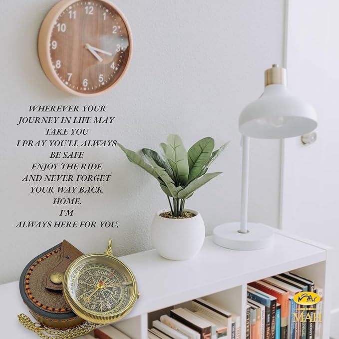 Brass Compass Gift to My Son Never Forget I Love You, Sentimental Keepsake from Mom Dad Grandparents, Inspirational Guidance Compass Gift for Son Graduation Birthday Baptism Confirmation Gift Idea