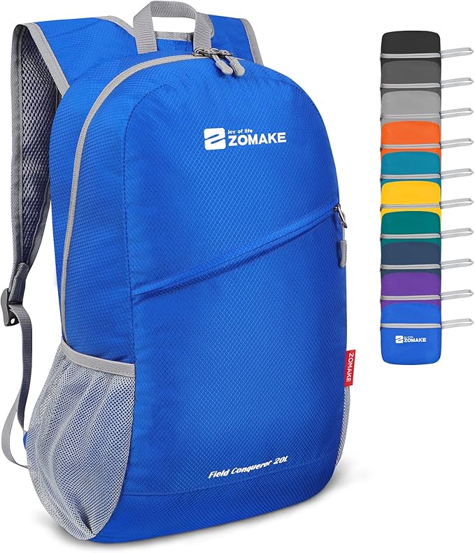 ZOMAKE Lightweight Packable Backpack,Foldable Backpacks Small Daypack for Hiking Water Resistant Day Bag for Travel(Dark Blue)