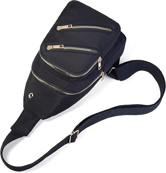 Banelu Sling Bag Crossbody Bags for Women, Small Sling Backpack Fanny Pack Cross Body Bag for Outdoors Hiking Traveling - Black