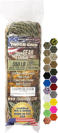 TOUGH-GRID 550 Paracord, Type III Mil-Spec Nylon Rope - 150 Ft Camo Tri-Pack Tactical Survival Cord