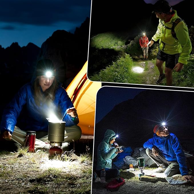 azamine LED Headlamp Rechargeable, 99000 Lumens Bright Head Lamp Βattery Include, 90° Adjustable Head Lights for Forehead with 3 Modes, Long Runtime & Waterproof Headlamps for Adults Camping Hiking
