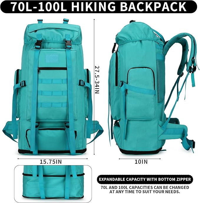 Hiking Backpack for Men 70L/100L Camping Backpack Military Rucksack Molle 3 Days Assault Pack for Climbing | Camping Backpack, 3 Days Assault Pack, for Climbing