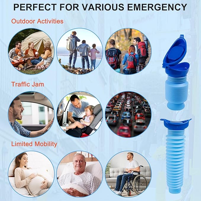 Pee Bottles for Men, Portable Urinal for Men, Collapsible Urine Bottle 750ML, Car Urinals for Men and Women, Emergency Urinal Shrinkable Pocket Toilet for Travel, Camping, Traffic Jam, Road Trips