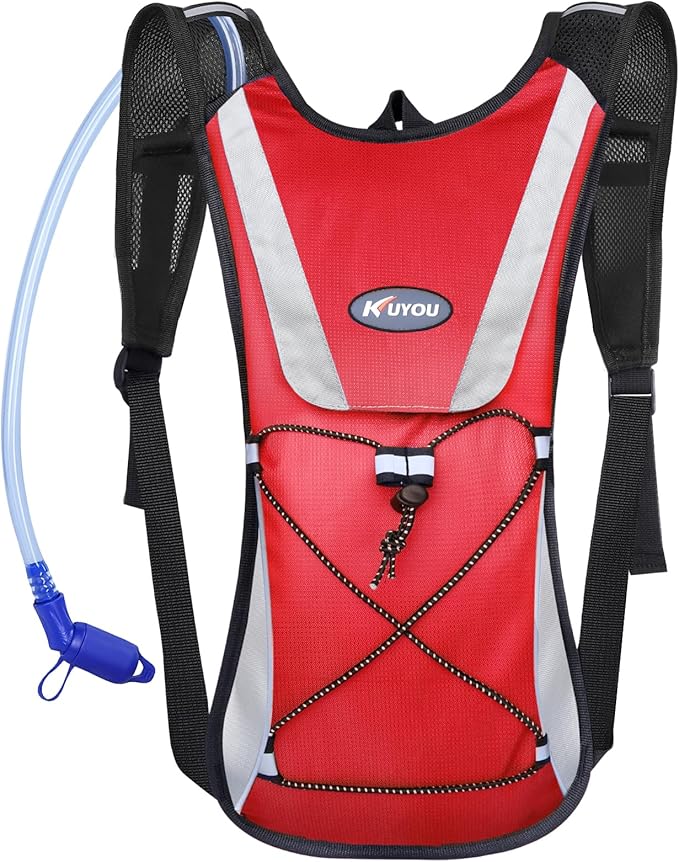 KUYOU Running Hydration Vest - Lightweight Insulated Hydration Backpack with 2L Water Bladder, Adjustable Chest Straps and Reflective Water Backpack for Running Marathon Race Hiking Cycling