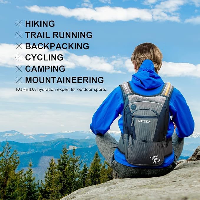 KUREIDA Dual Hydration Bladder 2 Liter,Water Bladder for Hiking Backpack Leak Proof,Water Reservoir for Hydration Pack,BPA Free,Carry Water and Electrolytes,TPU Material