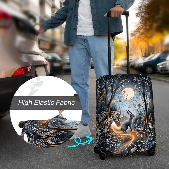 Luggage Cover Protector for 19-20 Inch Suitcases, TSA Approved Elastic Travel Suitcase Covers, Anti-Scratch Washable Luggage Sleeve for Carry On & Checked Bags, Hare