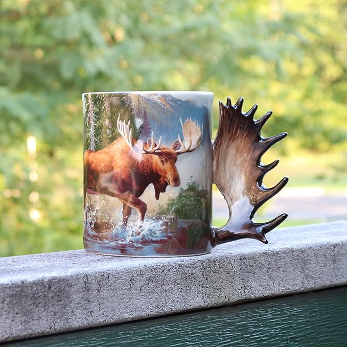 Rivers Edge Products 3D Ceramic Coffee Mug with Handle, 15 Ounces, Espresso Cups and Coffee Cups Ceramic, Perfect for Coffee, Expresso, Latte, or Tea