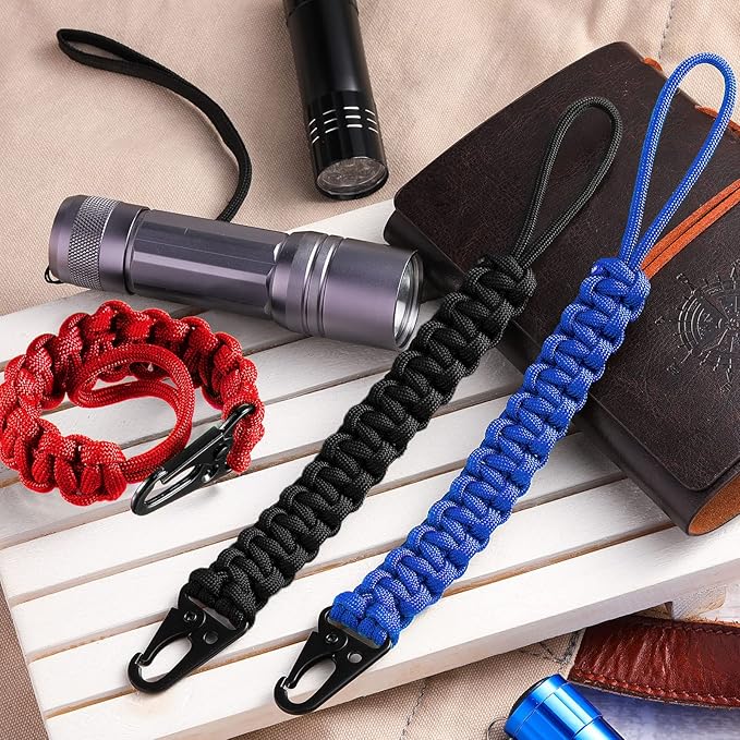 Shappy 3 Pcs Paracord Keychain Weave 550 Paracord 9 Inch Tactical Lanyard Wallet Accessories Camping Fishing Hunting Outdoor