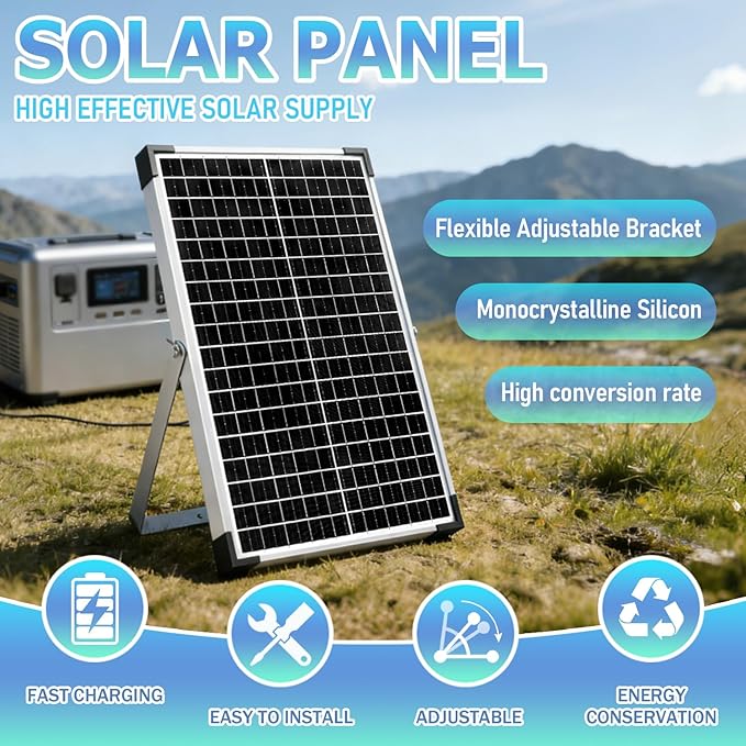 30W 12V/24V Solar Panel Kit, Monocrystalline Solar Battery Trickle Charger Maintainer +10A PWM Charge Controller + Adjustable Mount Bracket for Car, RV, Boat, Motorcycle, Off-Grid System
