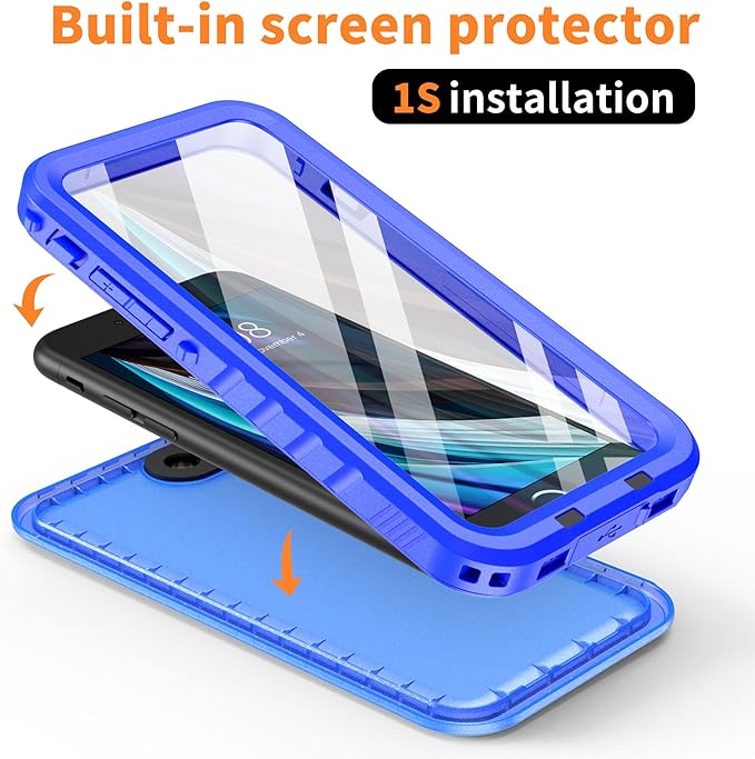 Cozycase Waterproof Case for iPhone SE 3rd 2022/iPhone SE 2nd 2020/iPhone 7/8 - Shockproof Full Body Rugged Case with Built-in Screen Protector Waterproof Case for iPhone SE3/SE2/7/8 (Frosted Blue)
