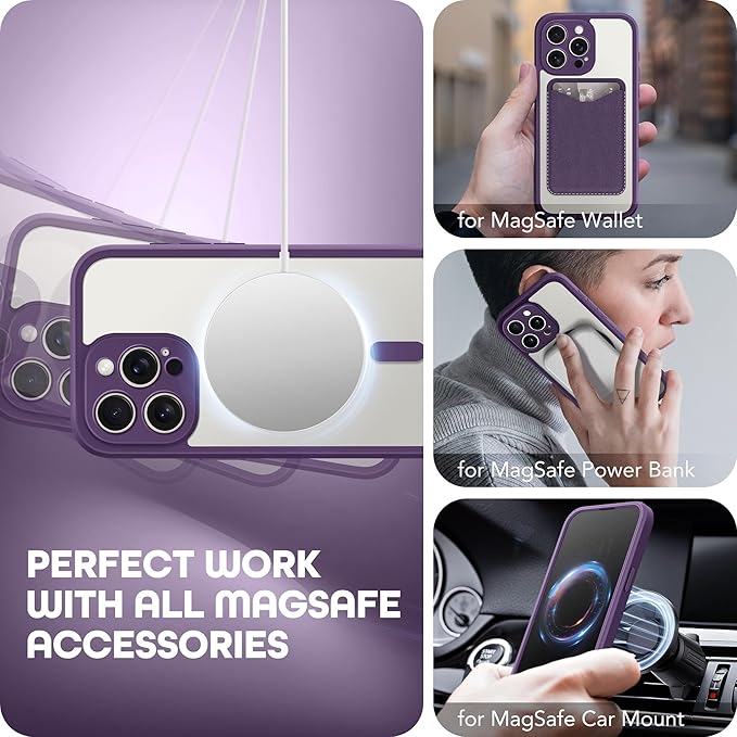 TIESZEN for iPhone 15 Pro Max Case, Compatible with MagSafe, Built-in Privacy Screen Protector and Camera Protection, Anti Spy Full Body Dustproof Shockproof Hard Phone Case 6.7", Purple