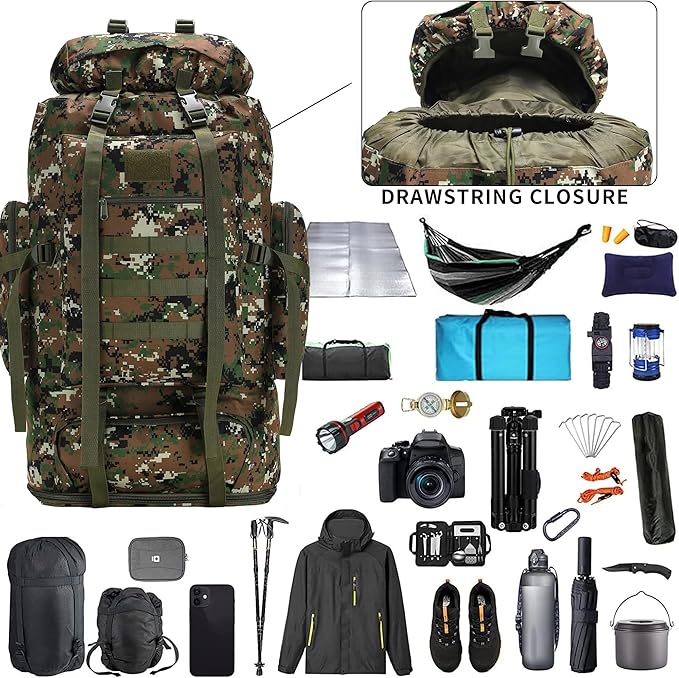 Hiking Backpack for Men 70L/100L Camping Backpack Military Rucksack Molle 3 Days Assault Pack for Climbing | Camping Backpack, 3 Days Assault Pack, for Climbing