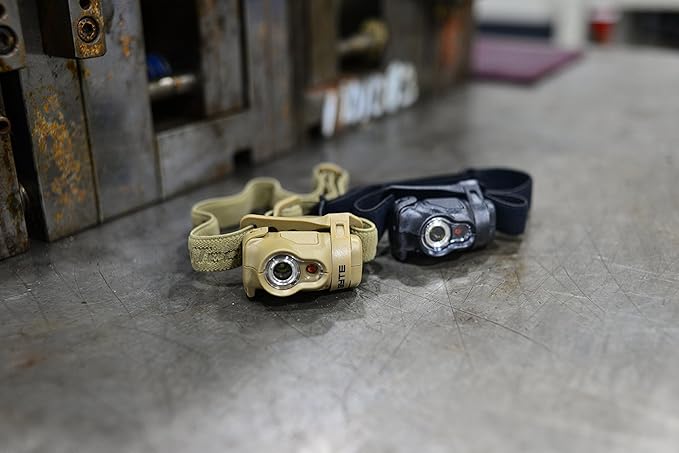 Princeton Tec Byte Tactical LED Headlamp Lightweight Compact, Durable Hands-Free Lighting with White and Red Beam Options - Tan
