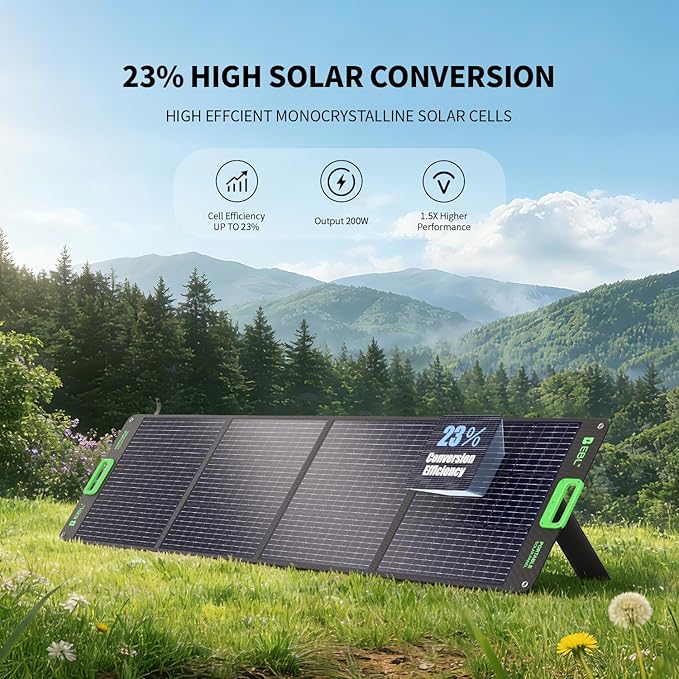EBL 1000W Portable Power Station (Peak 2000W) with 200W Portable Solar Panel 23.5% High Efficiency Solar Panel, EBL 999Wh Solar Generator Kit for Camping, RV, Home Backup, Outdoor Adventures
