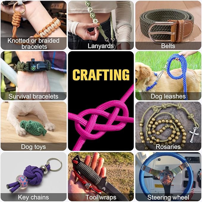 Paracord Rope 750 lb - 200ft 5/32" Parachute Cord 4MM 12-Strand para Cord - Heavy Duty Spool String for Survival,Camping Gear, Survival Bracelet, Clothesline - Rose Pink