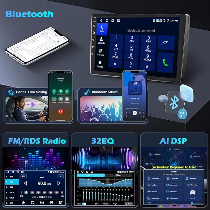 [DSP 4+64G] Android 15 Car Stereo for Jeep Compass Patriot 2010-2016, Hikity 10'' IPS Touchscreen Patriot Radio Wireless Carplay Android Auto Bluetooth GPS WiFi SWC FM/RDS/32EQ Backup Cam+1280P