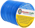 Mandala Crafts Round Genuine Blue Leather Cord for Jewelry Making – 3mm Cowhide Leather Rope String Lace for Kumihimo – 20 Yards Cowhide Craft Cording Spool