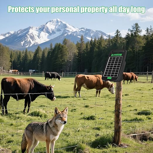5 Miles Solar Electric Fence Charger,Output 0.11J Electric Fence Charger Solar Powered, 24-Hour Uninterrupted Protection Solar Powered Electric Fence, Solars Electricing Fence Kit for Garden