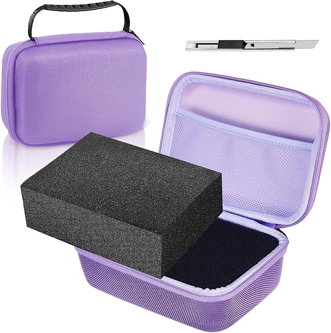 Relaxweex EVA Hard Case with Customizable Foam 7.1 x 4.7 x 3.1 Inch Protective EVA Carrying Case Shockproof Outdoor for Camera, Digital Products, Electronic Instruments with Knife, Purple