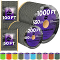 TECEUM Reflective Paracord Rope 1000 – 1000ft/200ft/100ft/50ft – 40+ Colors – Glow in The Dark – para Cord – Utility Rope for Survival, Hunting & Camping Gear – Nylon String, Camping Rope, Tent Cord
