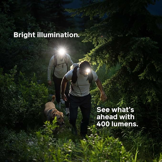 BioLite Range 400 Waterproof, Fast-Charging Rechargeable Headlamp, Slate Blue, 400 Lumens, USB-C Charging, 90m Beam, 200 Hour runtime